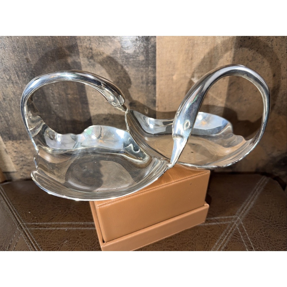 Vintage Royal Limited 1994 Silverplate Double Swan Candy Trinket Dish Made India